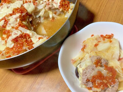 キャベツと豚ひき肉の重ね蒸し(トマト味)